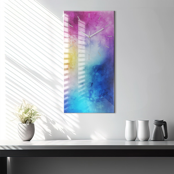 Ceas vertical de perete din sticlă Pete colorate