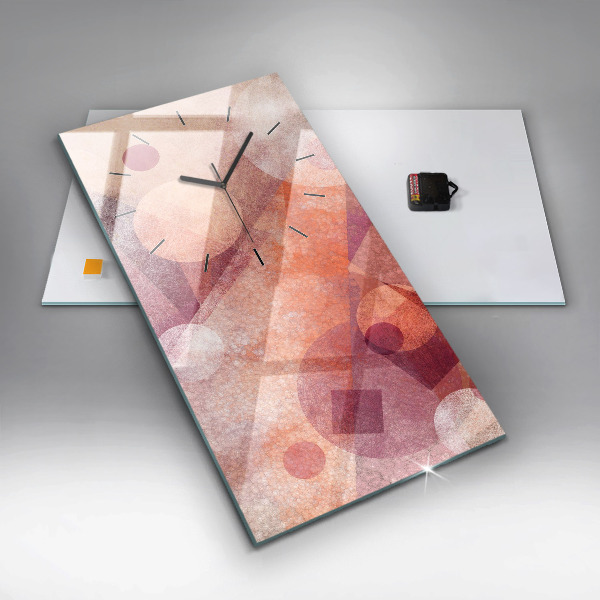 Ceas vertical de perete din sticlă Abstracția geometrică