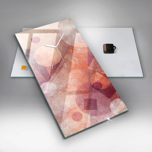 Ceas vertical de perete din sticlă Abstracția geometrică