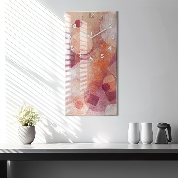 Ceas vertical de perete din sticlă Abstracția geometrică
