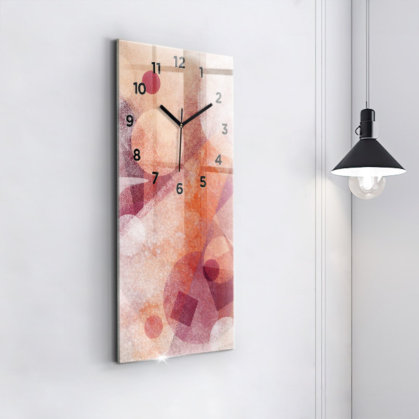 Ceas vertical de perete din sticlă Abstracția geometrică