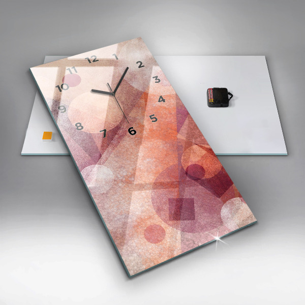 Ceas vertical de perete din sticlă Abstracția geometrică