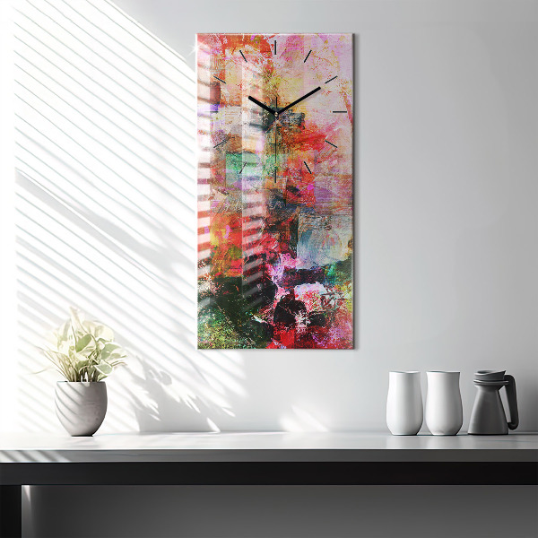 Ceas vertical de perete din sticlă Compoziție abstractă