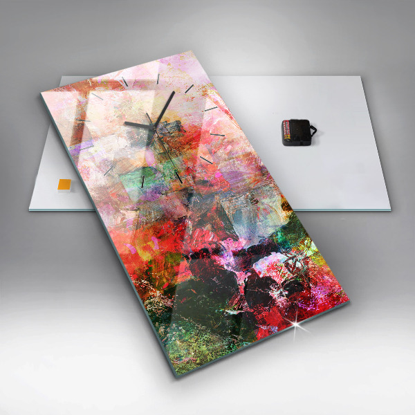 Ceas vertical de perete din sticlă Compoziție abstractă