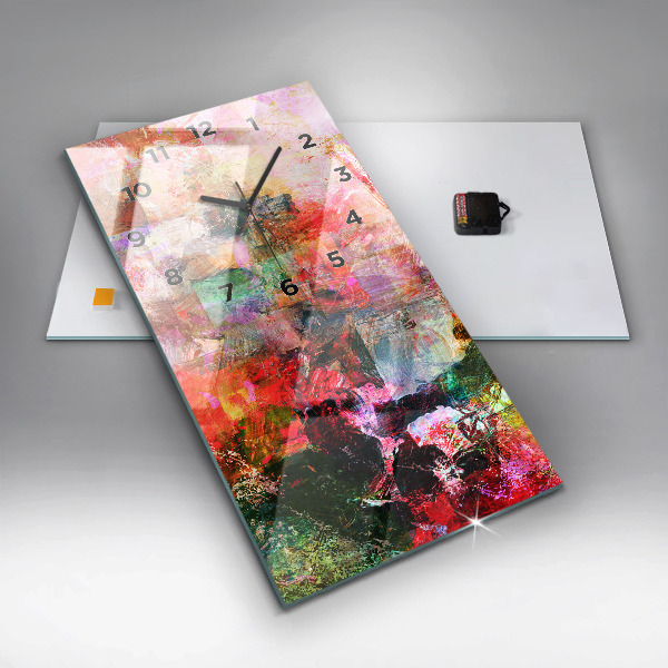 Ceas vertical de perete din sticlă Compoziție abstractă