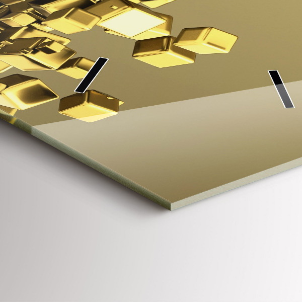 Ceas vertical de perete din sticlă Pătrate de aur