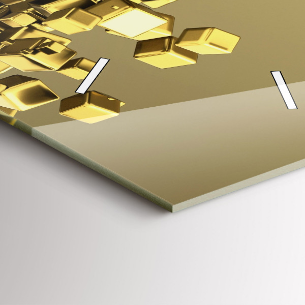 Ceas vertical de perete din sticlă Pătrate de aur