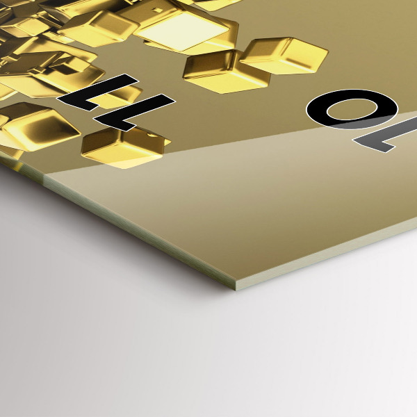 Ceas vertical de perete din sticlă Pătrate de aur