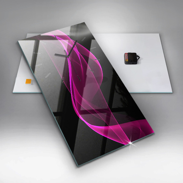 Ceas vertical de perete din sticlă Abstracție roz