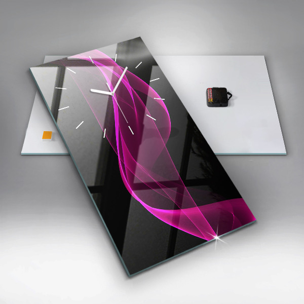 Ceas vertical de perete din sticlă Abstracție roz