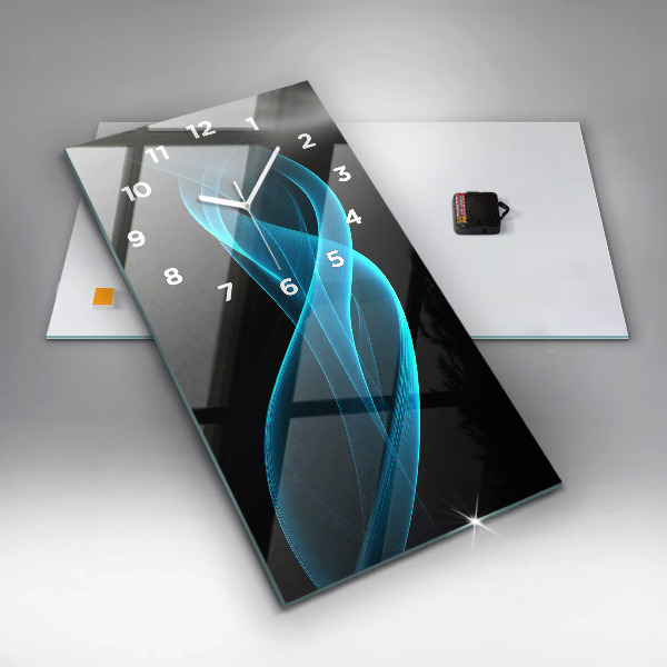 Ceas vertical de perete din sticlă Abstracția albastră