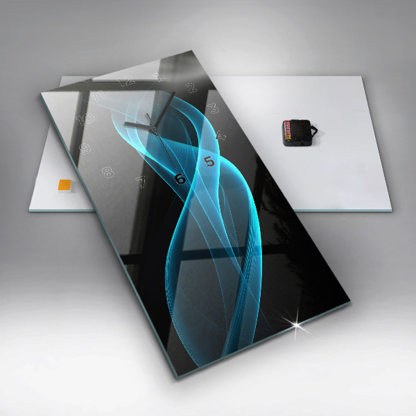 Ceas vertical de perete din sticlă Abstracția albastră