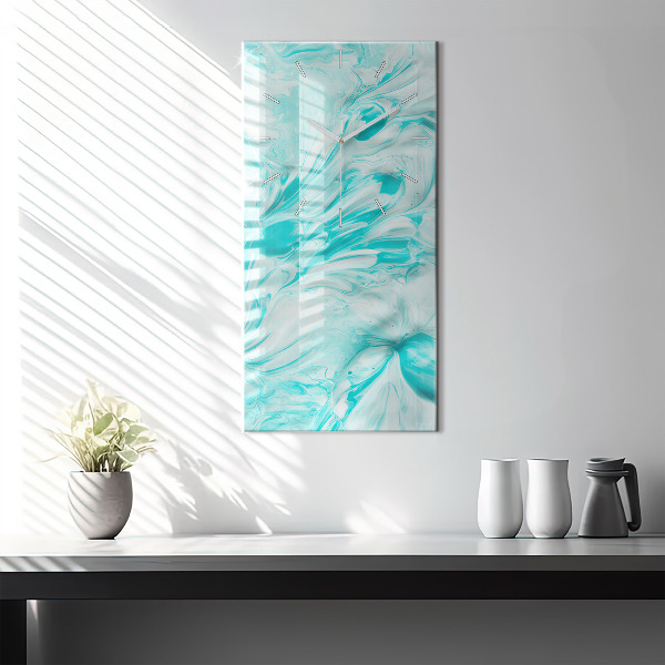 Ceas vertical de perete din sticlă Abstracția albastră