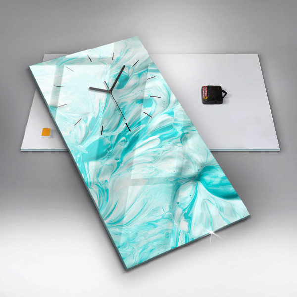 Ceas vertical de perete din sticlă Abstracția albastră