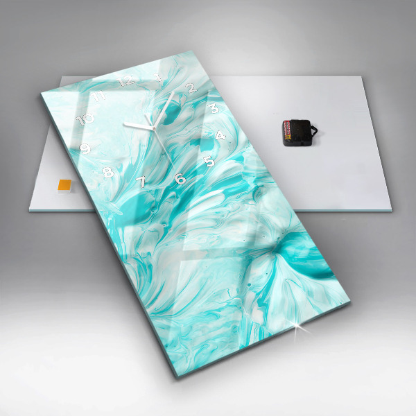 Ceas vertical de perete din sticlă Abstracția albastră