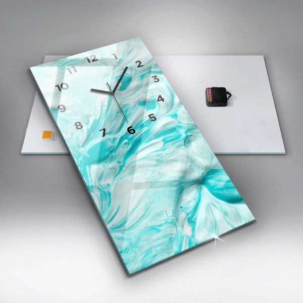 Ceas vertical de perete din sticlă Abstracția albastră