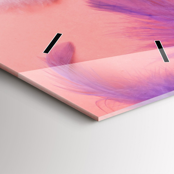 Ceas vertical de perete din sticlă Pene colorate