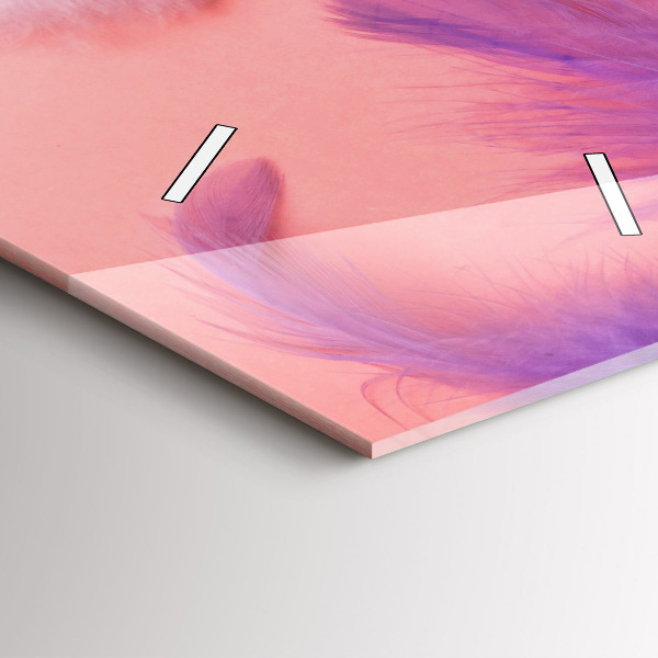 Ceas vertical de perete din sticlă Pene colorate