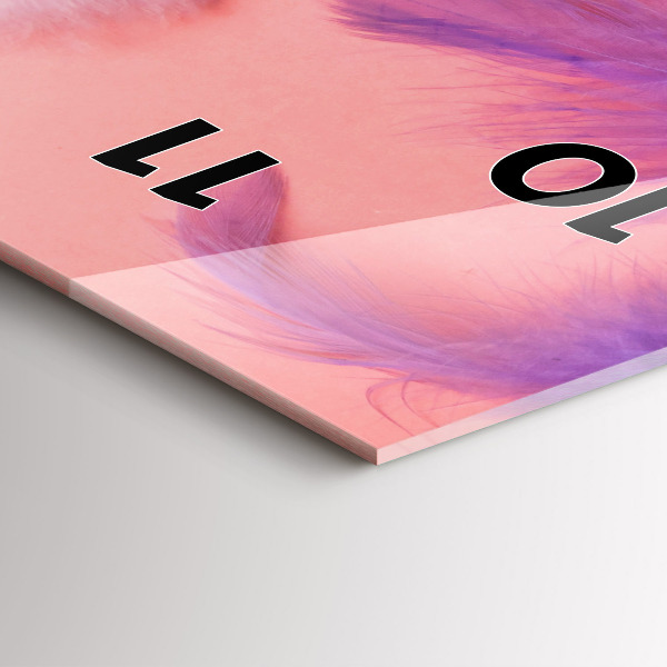 Ceas vertical de perete din sticlă Pene colorate