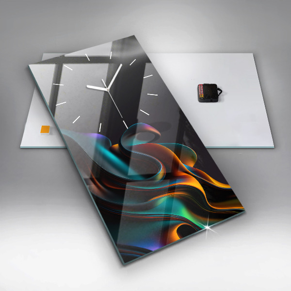 Ceas vertical de perete din sticlă Val futurist