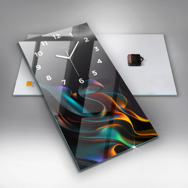 Ceas vertical de perete din sticlă Val futurist