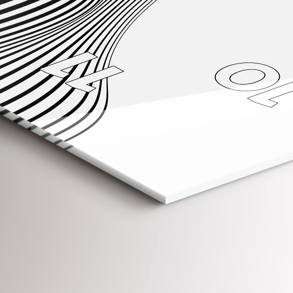 Ceas vertical de perete din sticlă Arta alb-negru