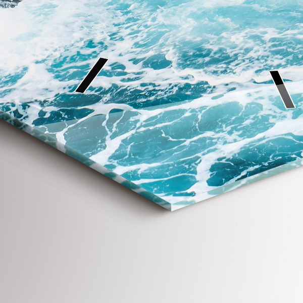 Ceas vertical de perete din sticlă Valuri spumoase învolburate