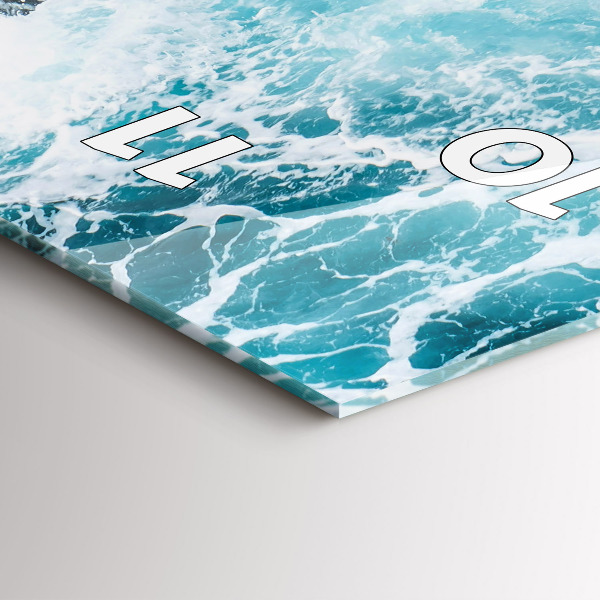 Ceas vertical de perete din sticlă Valuri spumoase învolburate