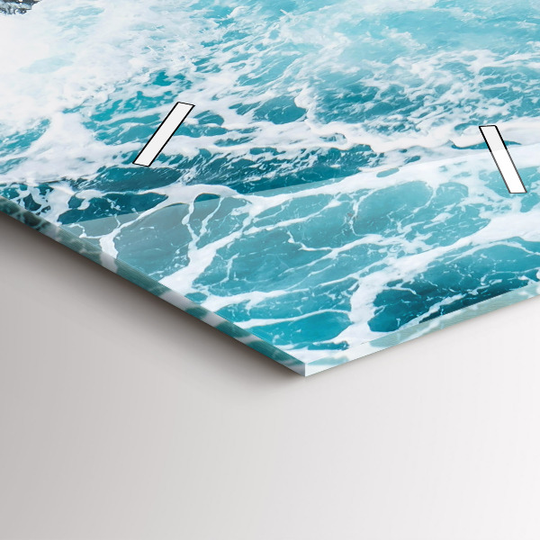 Ceas vertical de perete din sticlă Valuri spumoase învolburate