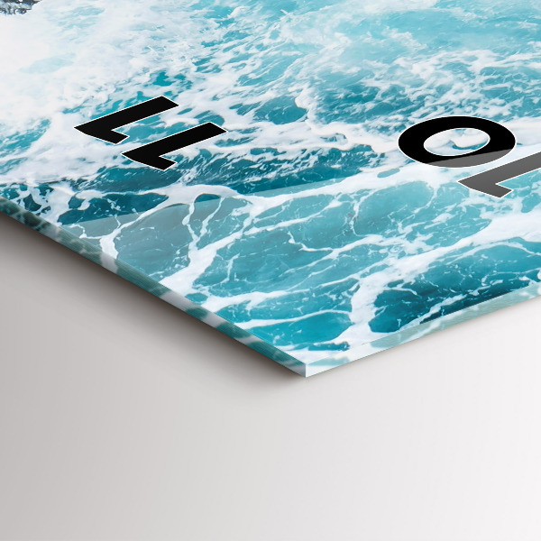 Ceas vertical de perete din sticlă Valuri spumoase învolburate