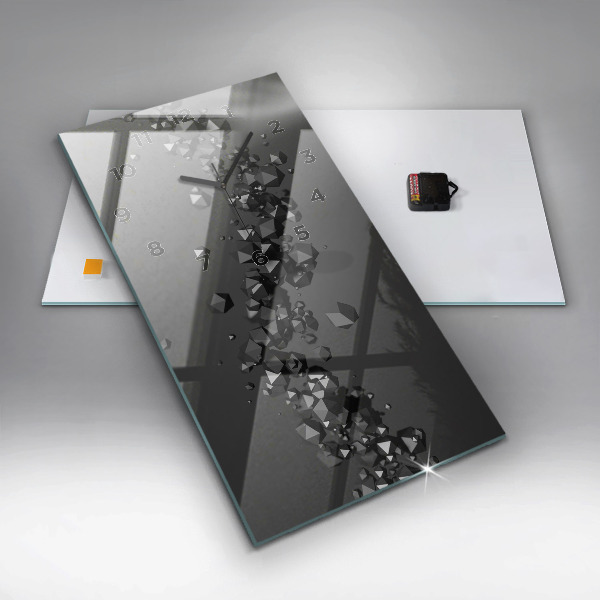 Ceas vertical de perete din sticlă Abstracția neagră