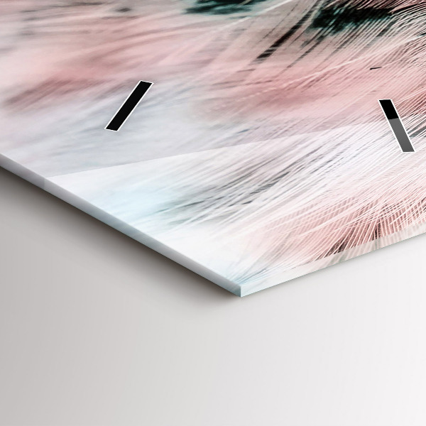 Ceas vertical de perete din sticlă Pene colorate