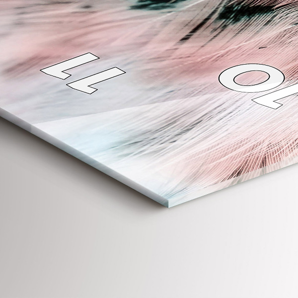 Ceas vertical de perete din sticlă Pene colorate