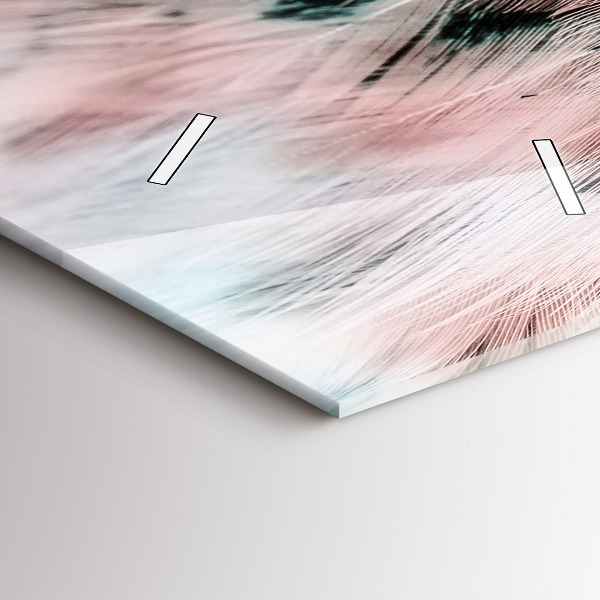 Ceas vertical de perete din sticlă Pene colorate