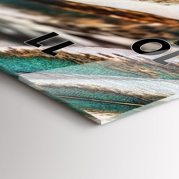 Ceas vertical de perete din sticlă Pene de pasăre maro deschis