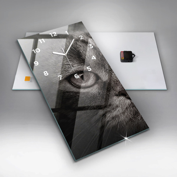 Ceas vertical de perete din sticlă Câine și pisică scoțian