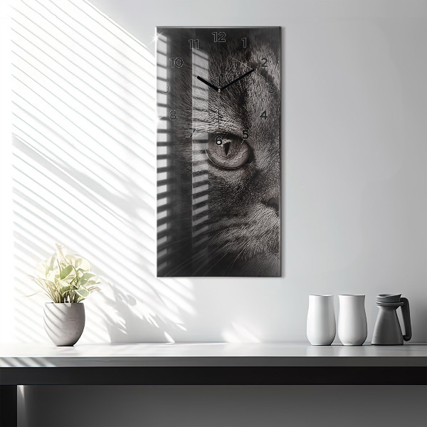 Ceas vertical de perete din sticlă Câine și pisică scoțian