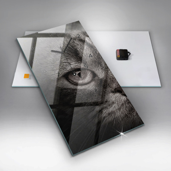 Ceas vertical de perete din sticlă Câine și pisică scoțian