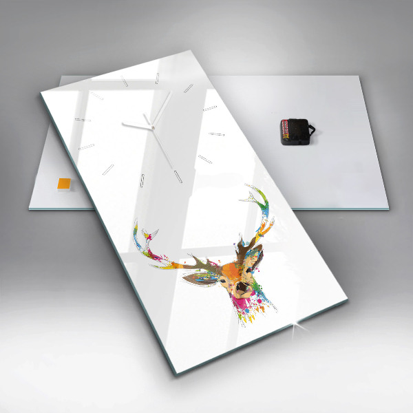 Ceas vertical de perete din sticlă Cap de cerb colorat