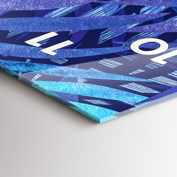 Ceas vertical de perete din sticlă Frunze albastre