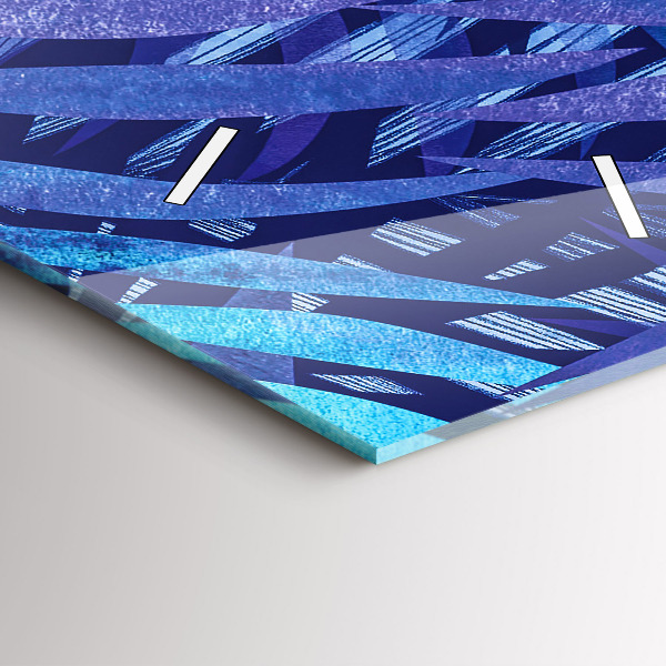 Ceas vertical de perete din sticlă Frunze albastre