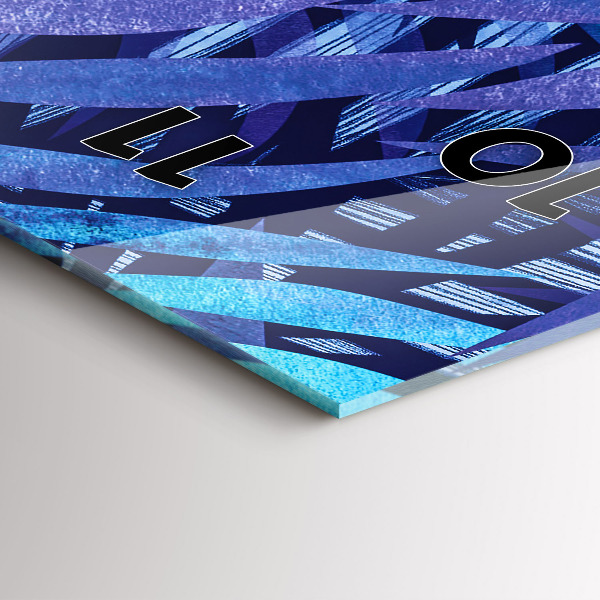 Ceas vertical de perete din sticlă Frunze albastre