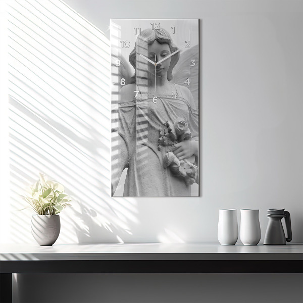 Ceas vertical de perete din sticlă Sculptură înger veche