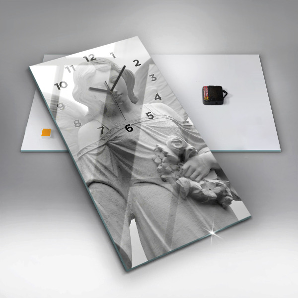 Ceas vertical de perete din sticlă Sculptură înger veche