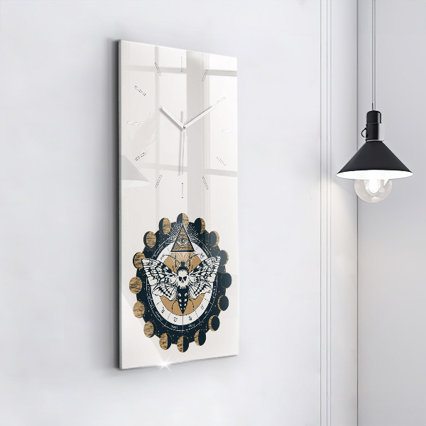 Ceas vertical de perete din sticlă Fazele lunii și ochiul