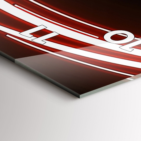 Ceas vertical de perete din sticlă Pisica cu ochii roșii