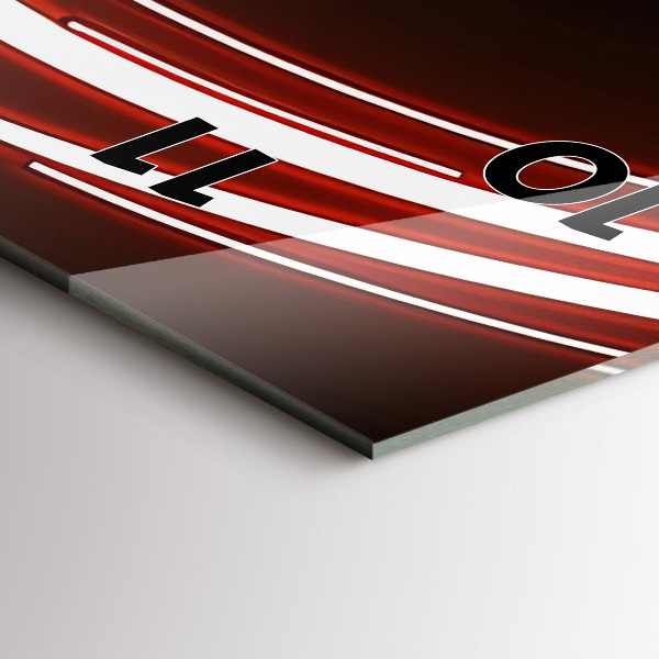 Ceas vertical de perete din sticlă Pisica cu ochii roșii