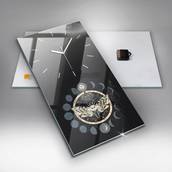 Ceas vertical de perete din sticlă Fazele lunii