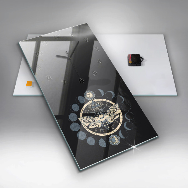 Ceas vertical de perete din sticlă Fazele lunii