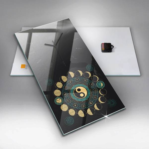 Ceas vertical de perete din sticlă Fazele lunii